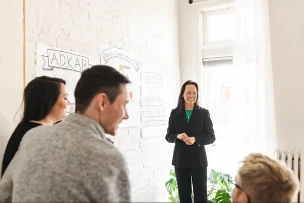 Group of people discussing Prosci ADKAR